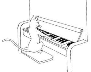 Kissa soittaa pianoa